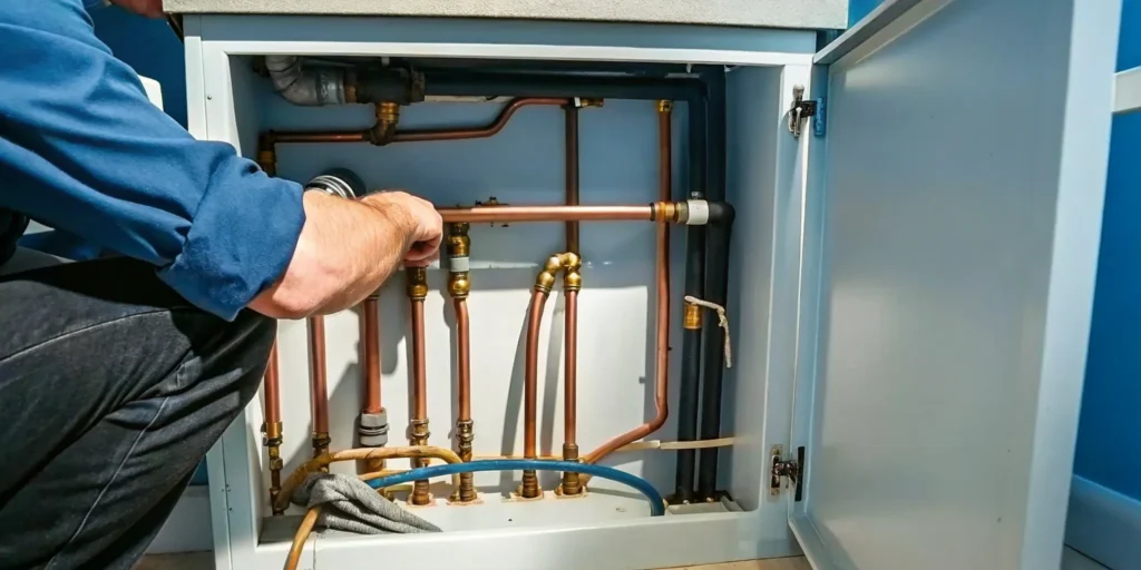 A professional copper water pipe installation showcasing high-quality plumbing workmanship.